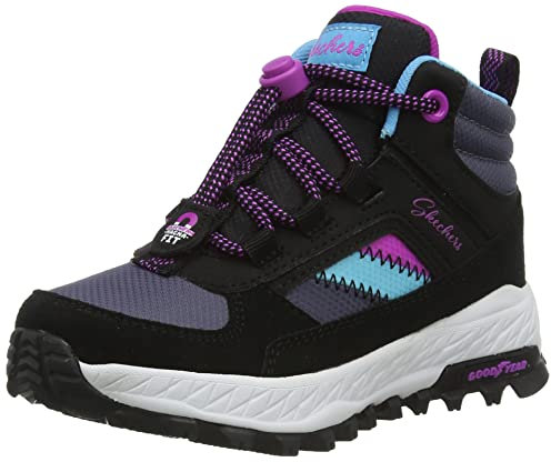 Skechers Mädchen Fuse Tread Let's Explore Sneaker, Black Suede Multi Trim, 28 EU