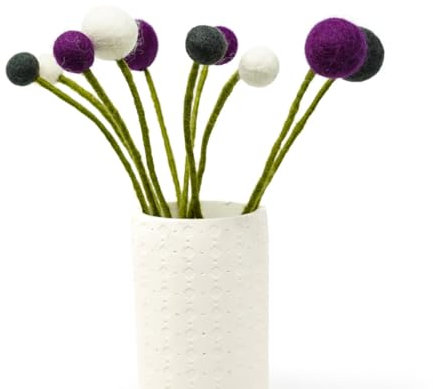 Gry & SIF künstlicher Blumenstrauß aus Filz, dekorative Blumen-Arrangements, Herbststrauß, dunkle Farben, Wohnzimmer-Deko, Handmade, Fairtrade | 1x Filz-Blumenstrauß Viola, 10-teilig