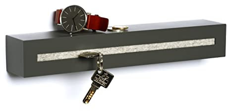 Buchenbusch urban design Schlüsselbrett mit Ablage aus Beton Dark Edition 33x6x5 cm, Schlüsselboard Wand, Schlüsselaufbewahrung Flur, Weiß-meliert