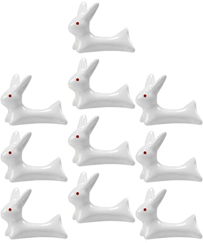 Cabilock Decoración China 10 Piezas Conejito Palillos de Cerámica Reposa Palillos de Porcelana Soporte para Cuchara Tenedor Mesa de Cena Soporte de Mesa Decoración Japonesa