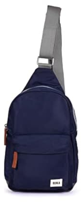ROKA London Willesden Sling Bag – Lightweight Recycled Nylon Crossbody Bag for Women & Men, Water-Resistant Everyday Shoulder Bag with Secure Zip Pockets & Adjustable Strap (Midnight, S)