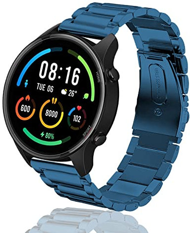 ToVioc Metall Armband für Xiaomi Watch S4 /S4 Sport /S3 /2 Pro /S2 /S1 Pro /S1 Active/Redmi Watch 5 Active/ 5 Lite Edelstahl Uhrarmband für Amazfit Bip 6 /Balance/Bip 5 /Pop 3S - Blau