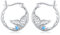 Mermaid Tail Earrings Hoop Eearring S925 Sterling Silver Mermaid Earrings Blue Tail Mermaid Hoop Earrings Sea Daughter Gifts for Women Girls, Sterling Silver, Cubic Zirconia