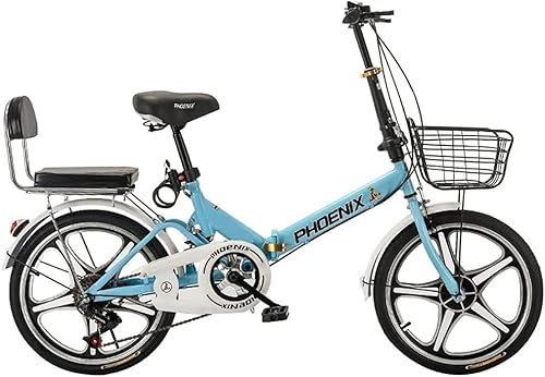 20 Zoll Faltrad Für Erwachsene, Leichtes Aluminium Faltrad Cityrad, Schnellfaltsystem, Ultraleichtes Tragbares Schülerrad Blue