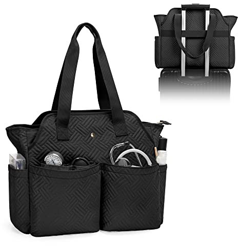 Fasrom Tragebare Medizinische Tasche für Krankenschwester, Erste Hilfe Sets Tasche mit Gepolstertem Laptopfach, Schwarz
