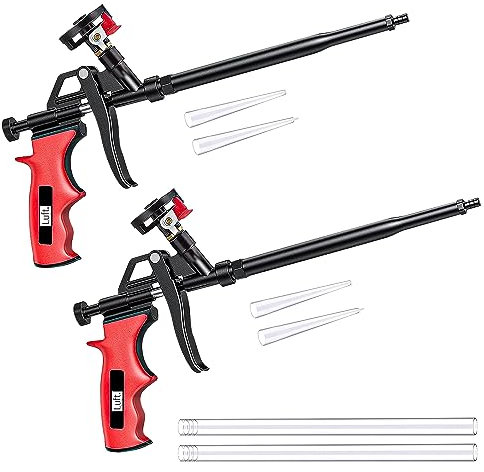 Luft Professional Expanding Foam Spray Gun (2 Insulation Guns + 6 Extenders) PU Insulating Applicator Heavy Duty Metal Body Dispensing Foam Gun Suitable for Caulking, Filling, Sealing (2 Pack)