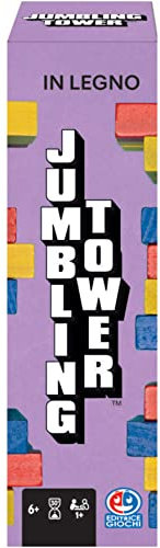 Spin Master Games Editrice Giochi, Giochi da Tavolo Classici, Jumbling Tower, Torre di Legno Colorata da 48 Pezzi, Gioco da Tavola Torre in Equilibrio, dai 6 Anni in su