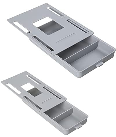 lylqmy 2Pcs Under Desk Drawer Organizer, Self-adhesive Hanging Pencil Drawer, Tray Hanging Desk Storage Hidden Desktop Organizers for Office Home School Storage Organizer(Gray