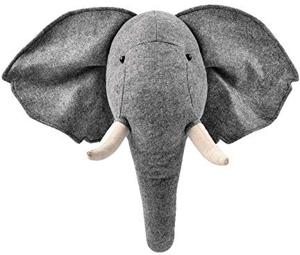 Minan Elefant für Kinderzimmer, Stofftier Elefant Wanddeko, Kuscheltier Plüschtier Wandbehang Dekoration, Niedliches 3D Kinderzimmer, Wohnzimmer, Baby – 55X26X37cm