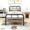 Diahomy Metallbett mit Lattenrost Bettrahmen Einzelbettrahmen/Schwarz+ Retro Braun/200X90cm