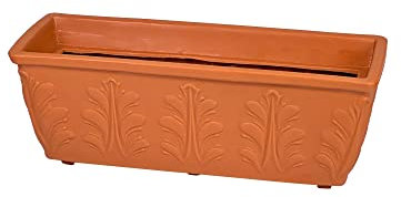 EINE MARKE VON ES-TEAM WWW.MEIN-PFLANZTOPF.DE Blumentopf Mailand qualitativ hochwertiger Blumenkasten aus Kunststoff in Terrakotta Optik | 50 cm