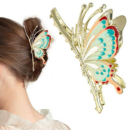 Grande Pince à Cheveux Papillon Métal Pince 10.3x5cm Décoration Cadeau Accessoires de Coiffure pour Femme