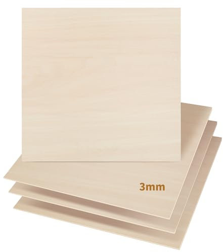 Dofiki 25 pièces feuilles de contreplaqué 400 x 400 x 3mm plaque bois contreplaqué 3mm découpe laser bois tilleul 3mm Plywood