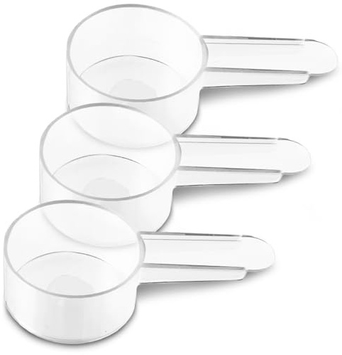 3 Pack Tablespoon Measuring Spoon Set with Short Handle Coffee Scoop - 1 Tablespoon (15 ML) Clear Plastic Scoops for Coffee, Loose Tea, Protein, Spices, Powders, and Other Dry Goods