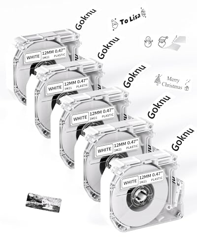 Goknu Schriftband kompatibel mit Brother P Touch M Tape MK221 MK 231, M950/M960 Thermotransferband kompatibel mit Brother PT-M95 PTM95 PT-70BM Label Maker, 12mm x 4m Schwarz auf 6 Farben