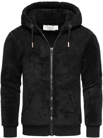 Amaci&Sons Herren Teddy Sweatjacke Plüsch Hoodie Pullover Zipper Jacke 4076