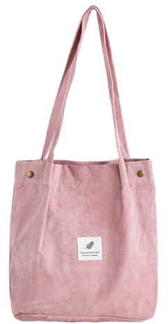 COACOM Thema: 1 Stück Cord-Handtasche, Damen-Handtasche Mit Großem Fassungsvermögen, Umhängetasche, Einkaufshandtasche, Leinentasche (Rosa)