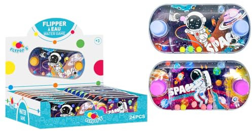 FLYPOP'S 24 Stück Wasserflipper – Geschicklichkeitsspiel – 031841PA – zufälliges Modell – Kunststoff – Kinder – Erwachsene – Vintage-Spiel – 90er Geburtstag – Labyrinth – 12 cm x 6 cm – ab 3 Jahren