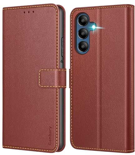 Ganbary Handyhülle für Samsung Galaxy A15 / A15 5G Hülle, Premium Leder Klapphülle [Kartenschlitzen] [Magnetverschluss] [Standfunktion] kompatibel mit Samsung Galaxy A15 Schutzhülle, Braun