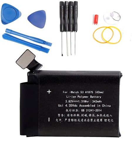 PONDWAY S3-42mm 342mAh 3.82V Batería de Repuesto Compatible con Apple Watch Series 3 A1875 A1850 Compatible con IWatch S3 3rd Generación Li-Ion Polymer Reemplazo de Batería GPS/LTE Cellular Battery