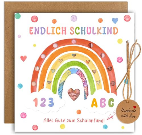 BOYATONG Geldgeschenk Einschulung Mädchen Junge Regenbogen, Einschulung Karte Geldgeschenk Schulanfang, Endlich Schulkind Geschenk, Schulanfang Geschenke für Mädchen Jungen