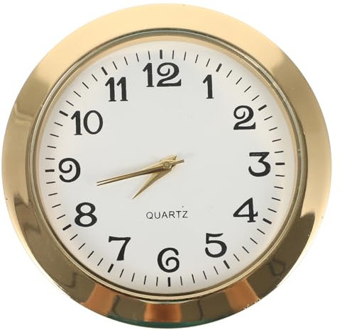 Housoutil Runder Quarzuhreinsatz Mit Arabischen Ziffern Ersatzuhrwerk Loch Mit 55 Mm Durchmesser (Goldene Lünette)