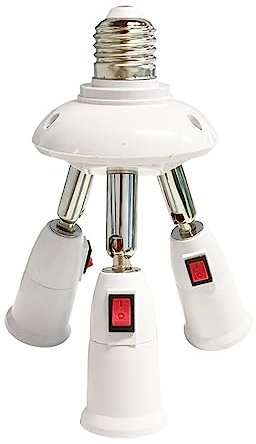 HENANX 360 degrés réglable 2/3/4/5 en 1 E27 Adaptateur de douille E27 Standard LED Ampoules réglables pour bureau couloir