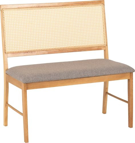 Seconique Ellis Dining Bench in Oak Effect/Grey Fabric