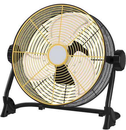 cadciehe Ventilatore da pavimento a batteria da 30,5 cm, portatile, senza fili, con lama in metallo ad alta velocità, ventilatore da pavimento in stile industriale, per campeggio, viaggi, patio,