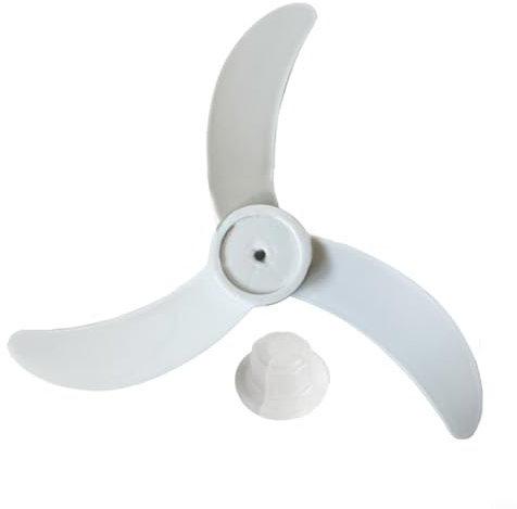 Plastic Low Noise Fan Blade Replacement 3 Leaves With Nut Cover For 18 Inch Household Electric Fan(White)