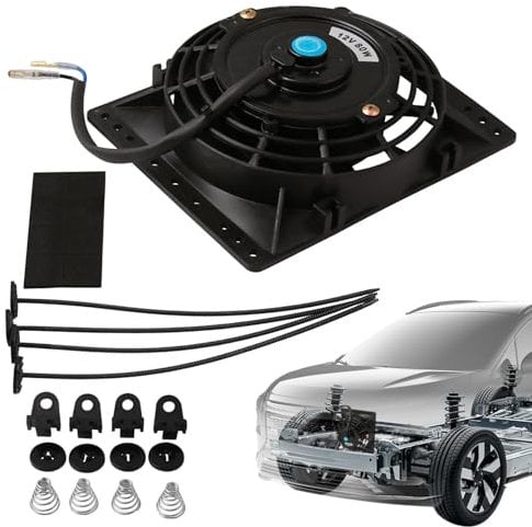 Ventola del radiatore per auto - Ventola elettrica automobilistica, ventola di raffreddamento del radiatore per auto potente e sottile da 6 pollici | Kit termostato 12 V 80 W 10 pale, ventola del radi