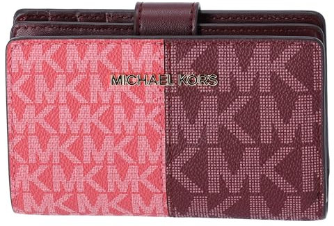 Michael Kors Jet Set Travel Medium Bifold Zip Coin ID Card Wallet, Oxblood Multi, Jet Set Travel Medium Bifold Zip Coin ID