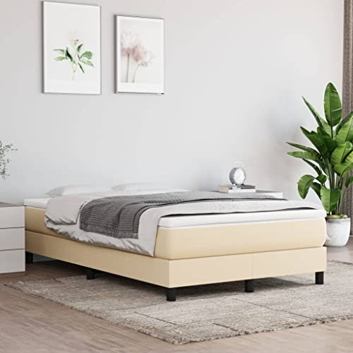 Juroupi Boxspringbett mit Matratze Boxspringbett Polsterbett Bettgestell Bett Mit Matratze Creme 120x200 cm Stoff