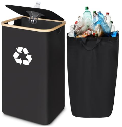 100L Pfandflaschen Sammelbehälter,Pfandflaschen Behälter mit Deckel,groß Pfandflaschen Aufbewahrungs,Behälter Leergut & Altglas aufbewahrung, Flaschsammlmler Küche Abstellraum Flaschentasche