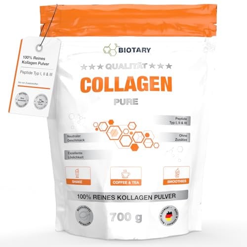 Collagen Pulver 700g | 100% reines Kollagen Hydrolysat | Peptide 1 – 2 – 3 | Exzellente Löslichkeit | 100% Rein & Original | Ohne Zusätze | Geschmacksneutral