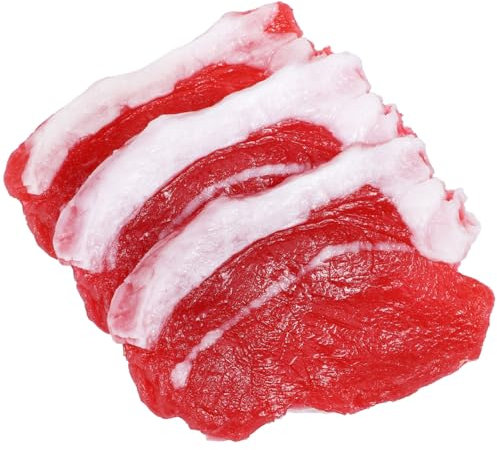 BESTonZON 3 PCS Realistic Artificial Pork Steak, Real Looking Fake Meat, Artificial Pork Steak Raw Beef for Display Prop, Fake Meat Decor for Kitchen, Restaurant and Photography Props