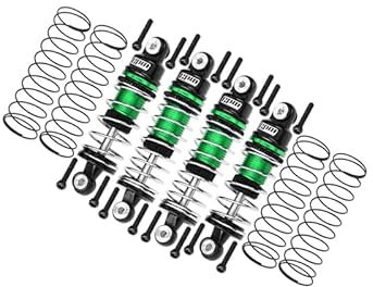 GPM Racing Aluminium 6061 Alloy Front (32mm) & Rear (36mm) Shock Set for LOSI 1/24 Micro-B 2WD Buggy RTR-LOS00007 Upgrade Parts - Green