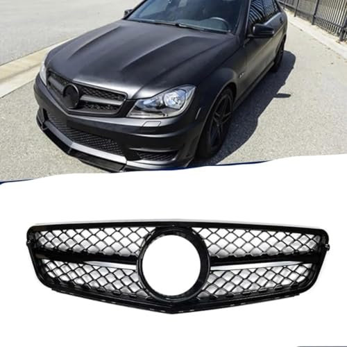 SSCOR Coche Rejillas Delanteras para Mercedes Benz W204 C Class 2008-2014,Rejilla Radiador Parachoques Delantero Parrilla,Capó Parachoques Superior Malla Rejilla Kit