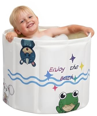 WAVYEASE Neue Design Tragbare Badewanne für Kleinkinder - Faltbare Sitzbadewanne für Kinder, Sekundenschneller Aufbau, Einfache Aufbewahrung, Leichtgewicht, Reisezubehör für 12-60 Monate
