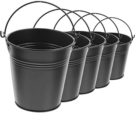 Sosoport Macetas De Metal para Suculentas con Asa, 5 Unidades Negras, 10x7x10 Cm, Cubo Compacto De Hierro para Decoración De Jardín y Hogar, Adecuado para Terraza y Balcón