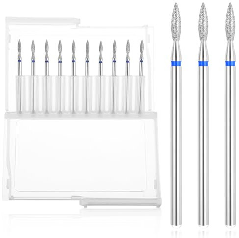 Ouligay 10pcs Cuticle Drill Bits for Nails, Professional Cuticle Bit Flame Bit for Nail Drill Set for Manicure Pedicure Clean Tool with Case