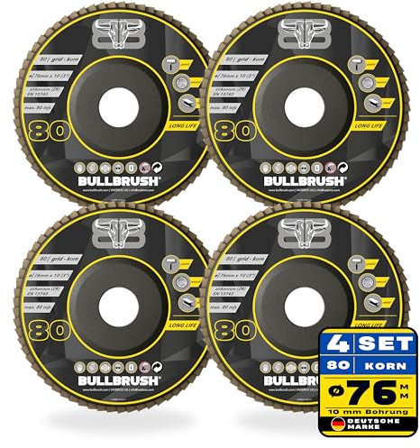 Fächerscheibe 76mm (4 x 80 Premium ZIRKONIUM) | ø76mm Winkelschleifer Zubehör | Fächerschleifscheibe für Holz Stahl Lack | mini flexscheiben | Flex Schleifscheiben 76mm