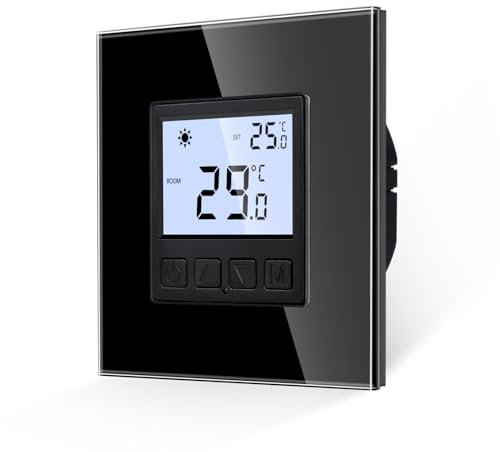 JIMEIDA Termostato programmabile digitale, nero, camera di riscaldamento a pavimento, camera di temperatura costante per riscaldamento elettrico e controllo della temperatura di riscaldamento