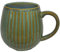 Saumo 480ml Hochwertige Handgefertigte Kaffeetasse aus Porzellan - Kaffee & Tee Tasse in Modern Vintage Design - große Kaffeebecher mit großem Henkel LFGB Zertifiziert See