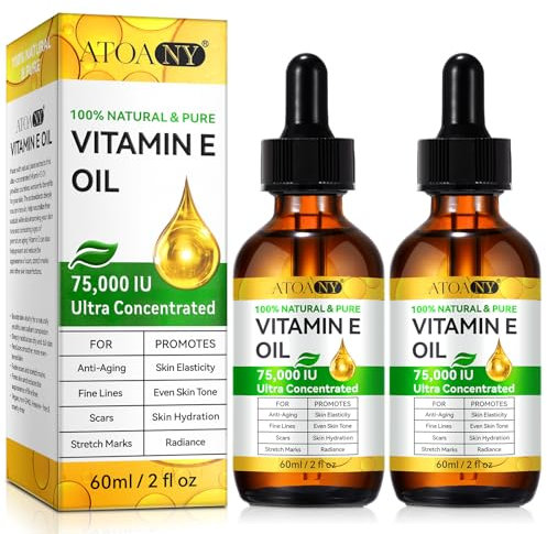 Vitamin E Oil 75,000 IU - Pure & Natural Skin & Hair Care, Moisturizing for Face, Body, Sars and Scalp 120 ML
