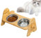 Pet Food Stand Raised Non Slip Cat Bowl Wooden Accessories for Cleaner Meals and Floor Feeding