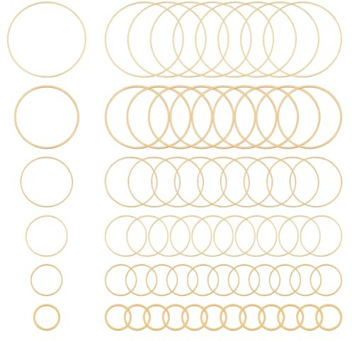 CRAFTYMELODY 300 Stück 6 Stile Runde Verbindungsringe Messing Ohrringe Perlen Creolen Lünetten Charms Verbinder Rahmen Geometrie Verbindungsringe Für Schmuckherstellung