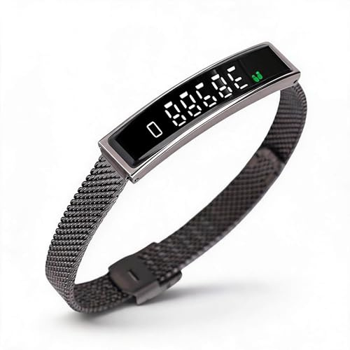 Fitness Tracker Armband Bluetooth 5.3 Edelstahl wasserdicht - Leichtes Smart Bracelet mit Fernbedienung Kamera Steuerung und Mehreren Sportmodi für Laufen Radfahren Schwimmen