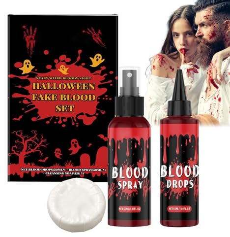 znutc Sang Artificiel Lavable,Kit de Maquillage Sanglant | Nettoyant Savon Spray Accessoires Masquerade Peinture Visage Hommes Femmes Costume Vampire Zombie