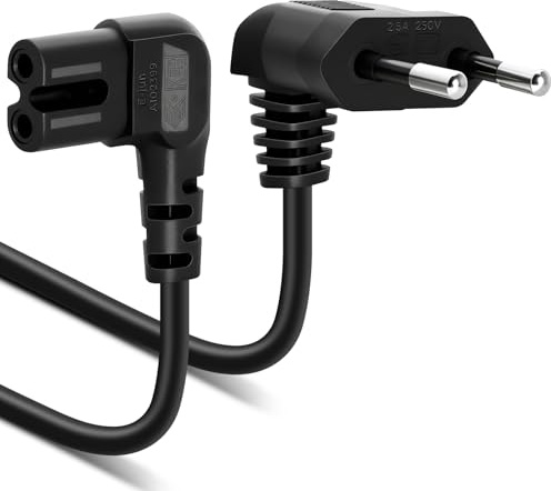 VINATO 3M Stromkabel 2 Polig, 90° Gewinkelt Typ C Eurostecker Netzkabel Auf Buchse C7 Stromkabel, Euro Netzkabel 2 Polig Kleingerätekabel für TV PC Monitor PS5 Lautsprecher Drucker